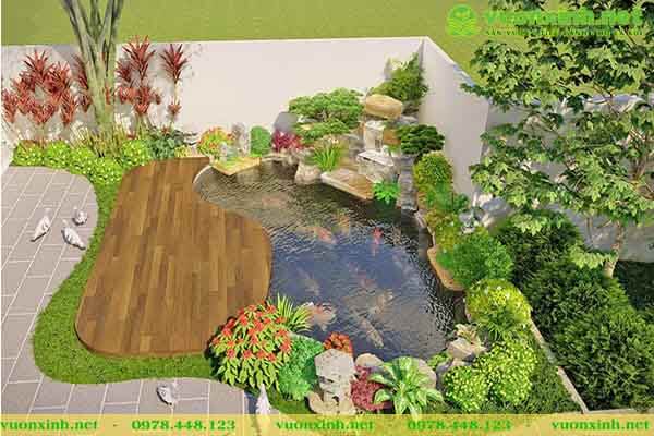 Mẫu hồ cá koi mini đẹp