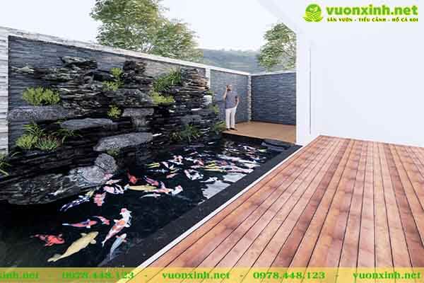 Mẫu hồ cá koi mini đẹp